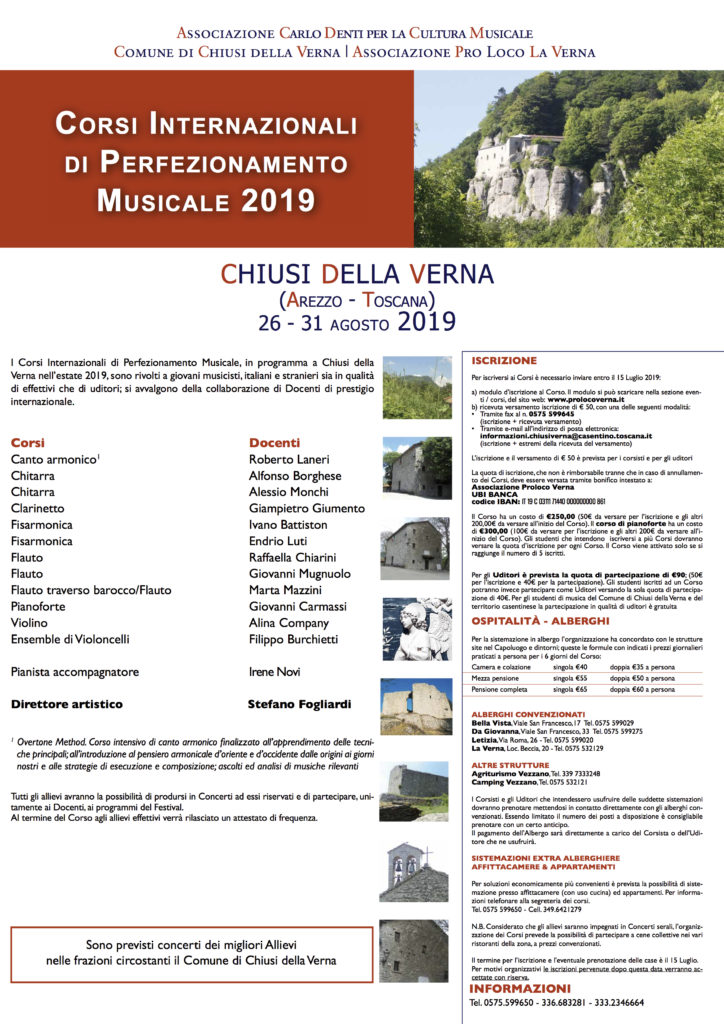 corsi di perfezionamento musicale chiusi della verna 2019