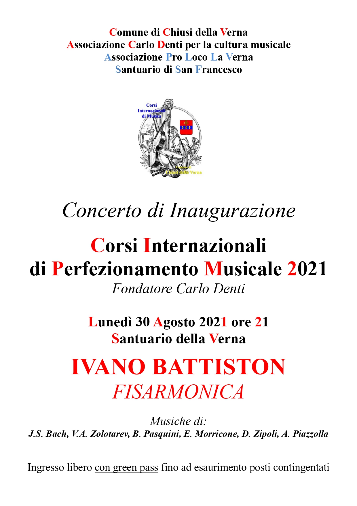 CONCERTO DI INAUGURAZIONE CORSI INTERNAZIONALI DI PERFEZIONAMENTO MUSICALE 2021